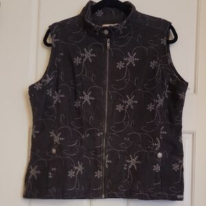 Woolrich Gray Snowflake-Print Sleeveless Zip Vest